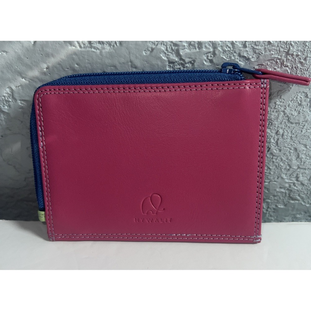 Mywalit Cardholder‎ & Coin Holder W  Zipper Pink/Blue Minimalist-NWOT